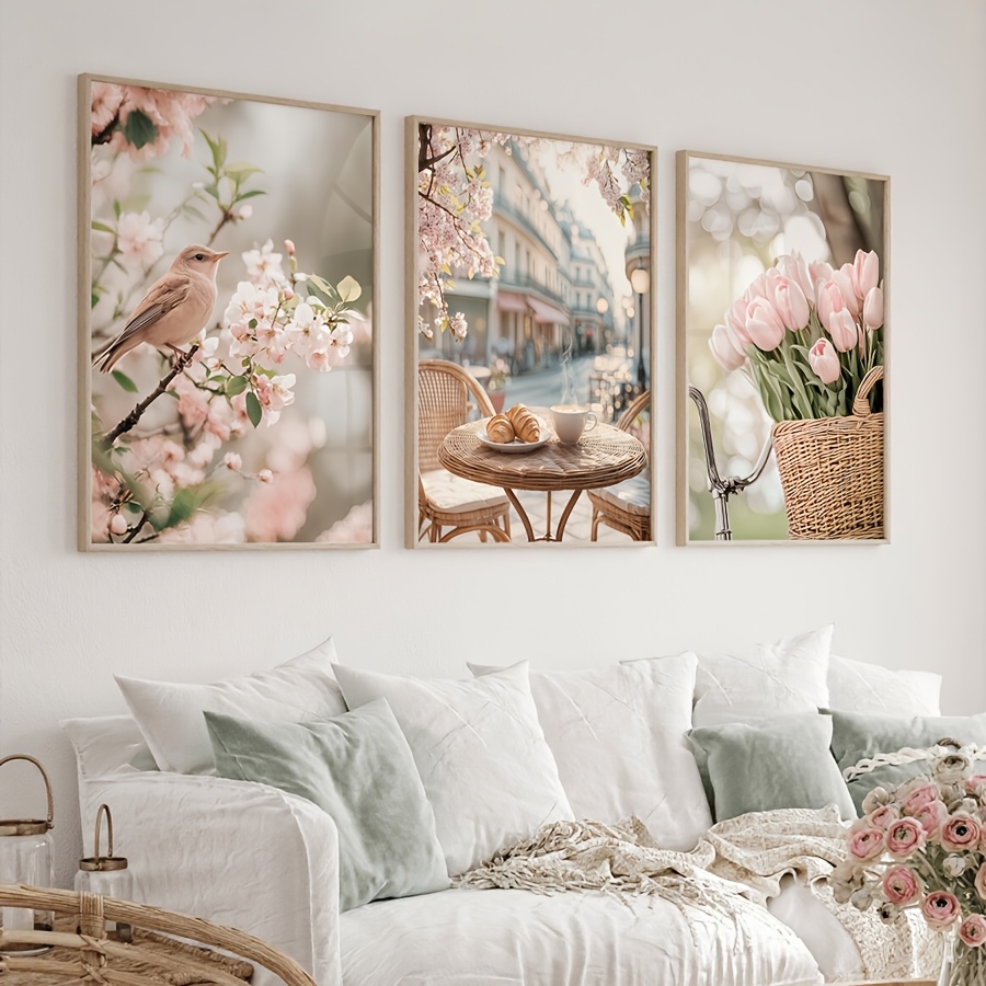 3 ピース/セットロマンチックなパリの街のキャンバスプリント - Home Decor Tulip のレビューと価格