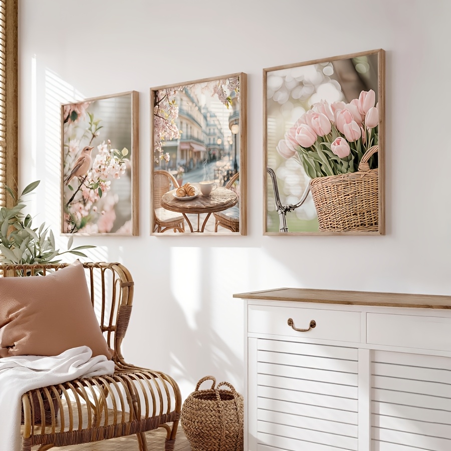 3 ピース/セットロマンチックなパリの街のキャンバスプリント - Home Decor Tulip のレビューと価格