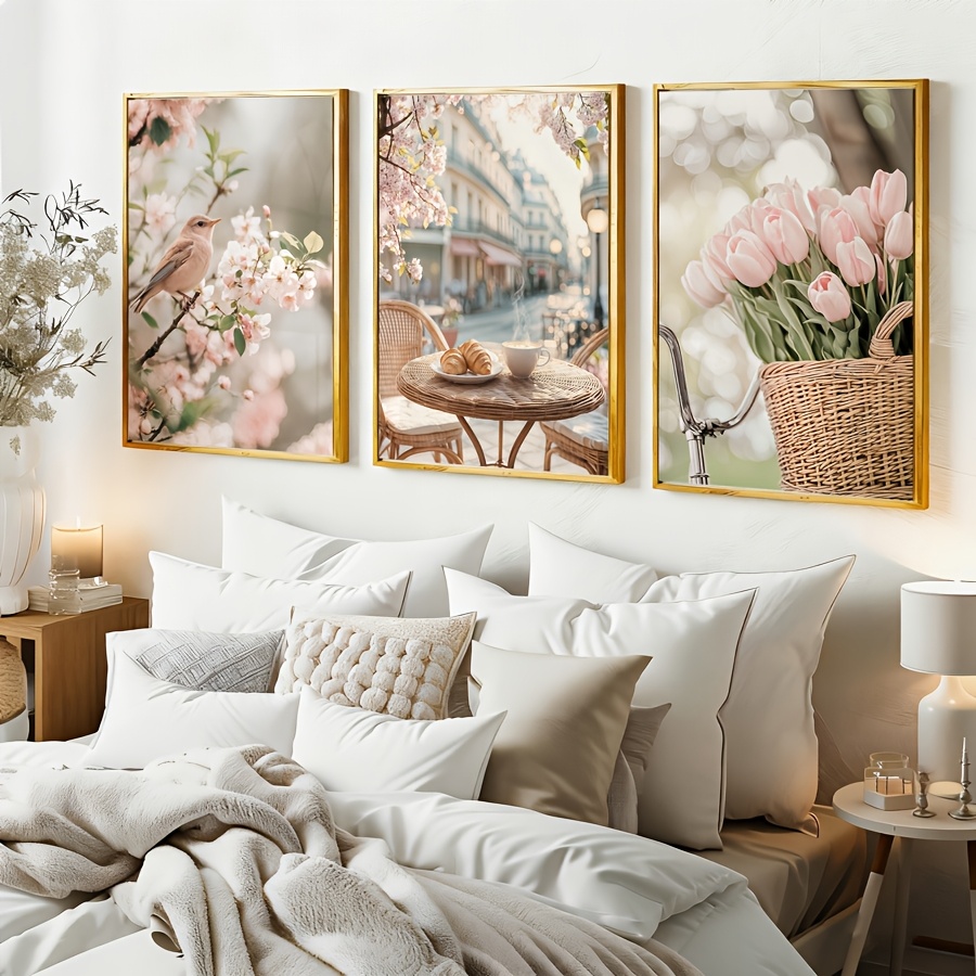 3 ピース/セットロマンチックなパリの街のキャンバスプリント - Home Decor Tulip のレビューと価格