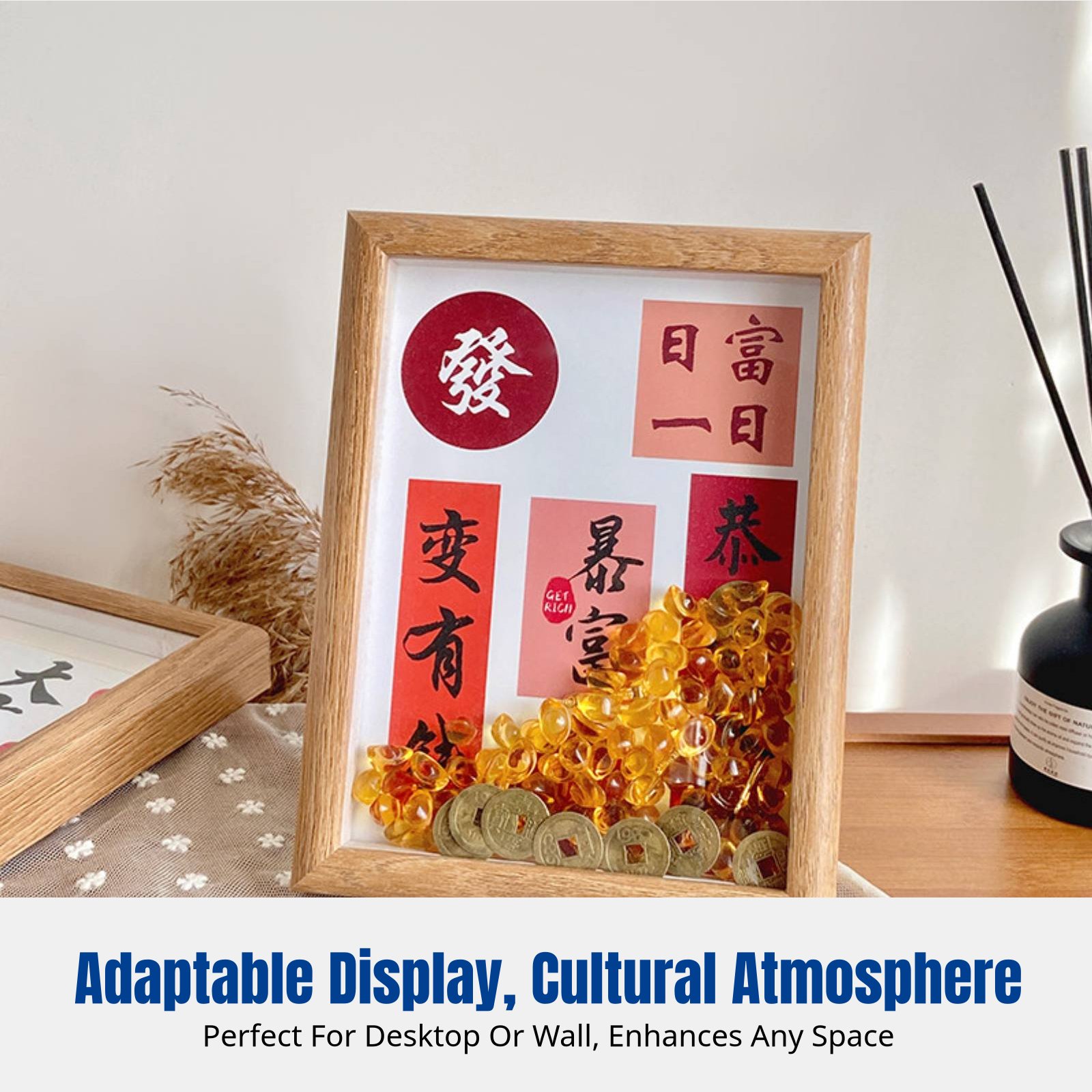 縁起の良い祝福フレーム、現代書道絵画、デスクトップ装飾、長方 - Home Decor Mirror のレビューと価格