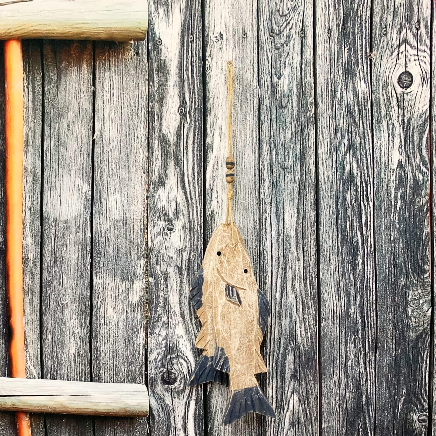 アンティーク木製魚の壁掛けアートデコレーション、航海風手彫り - Home Decor Nautical のレビューと価格