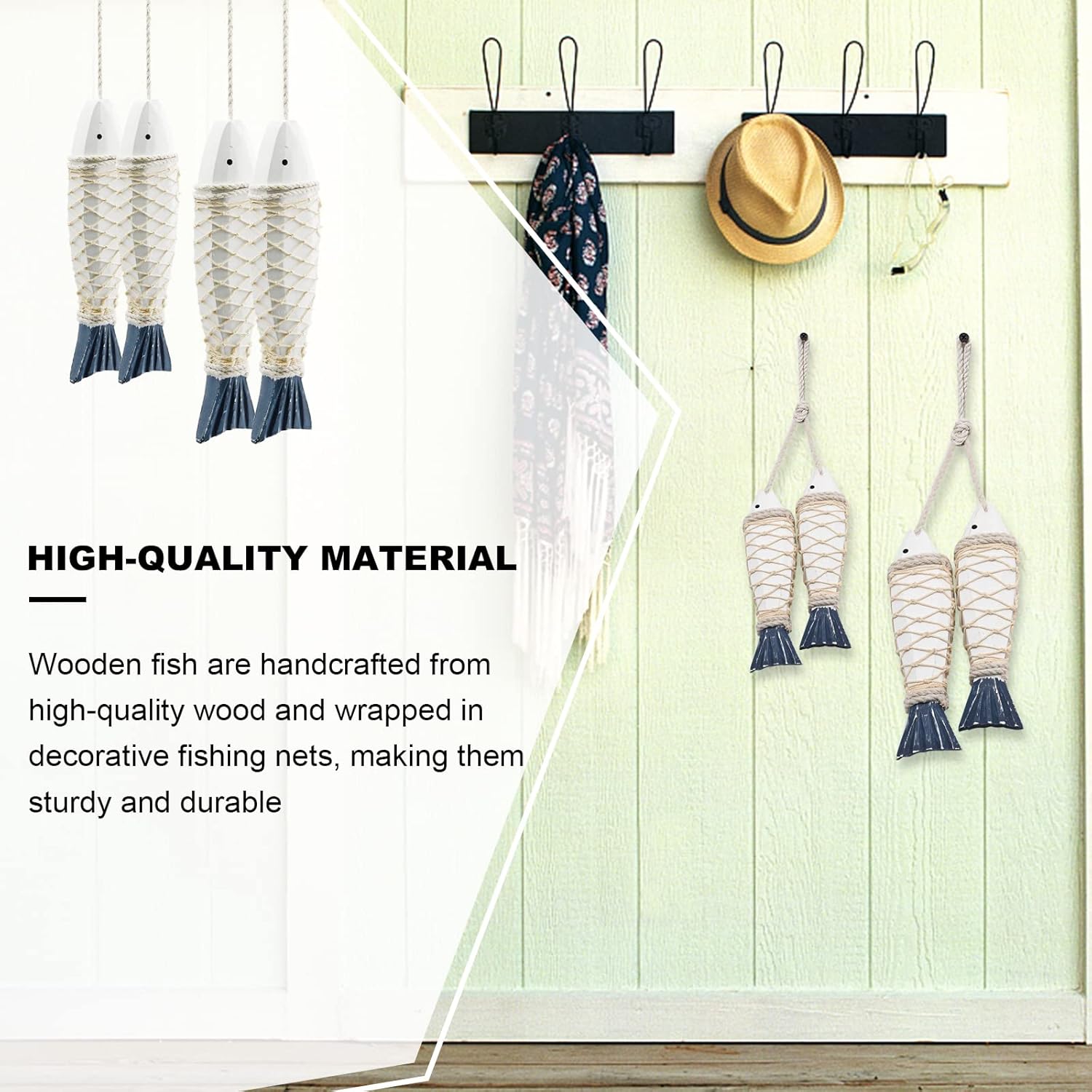アンティーク木製魚の壁掛けアートデコレーション、航海風手彫り - Home Decor Nautical のレビューと価格