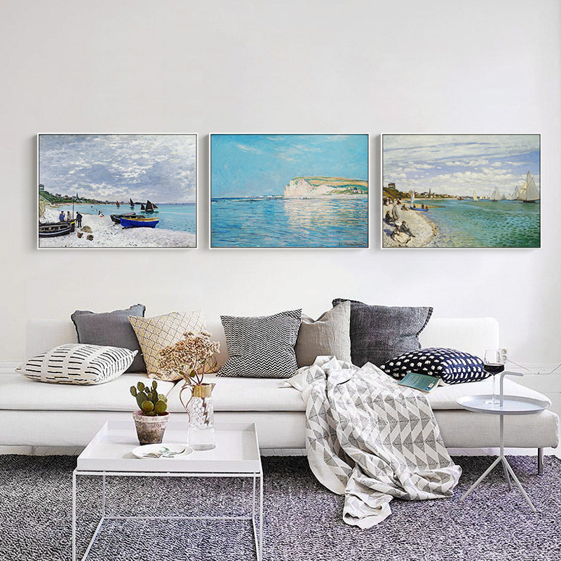 有名なモネポスターキャンバス絵画現代抽象風景壁アート北欧プリ - Home Decor Mirror のレビューと価格