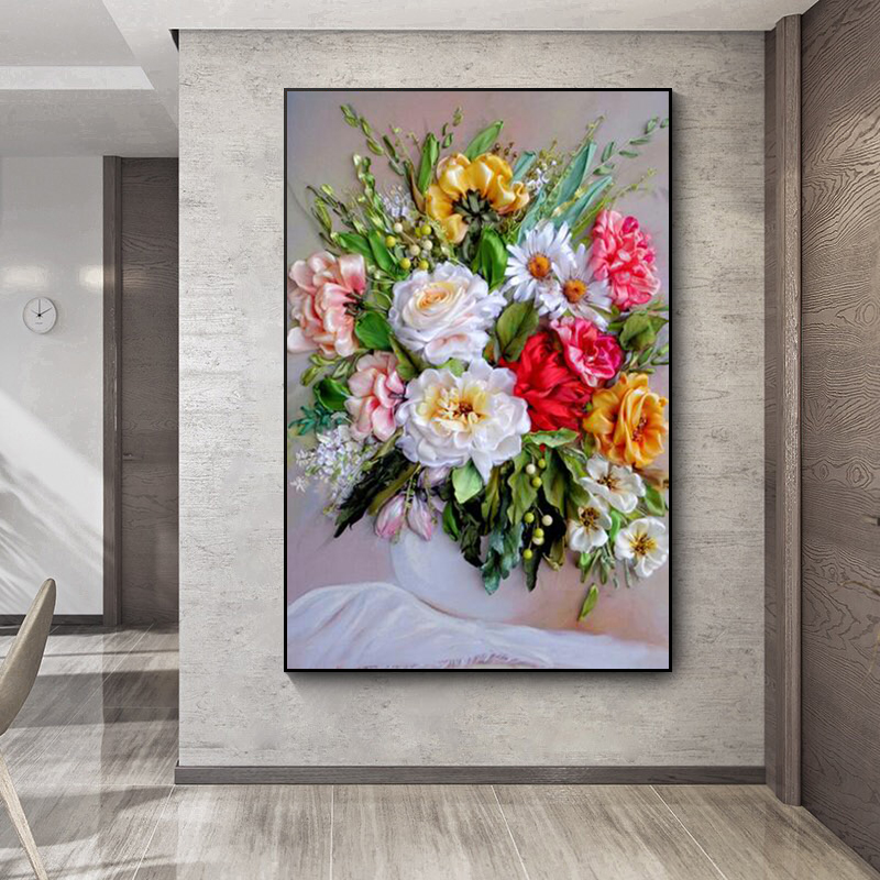 キャンバス絵画花プリントポスター花瓶の花束フレームレス描画寝 - Home Decor Vase のレビューと価格