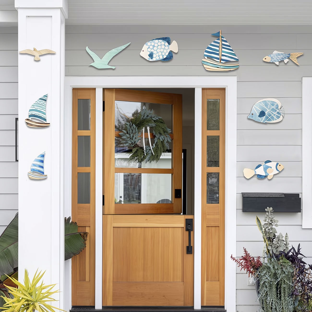 9個入りトロピカルフィッシュ・カモメ・帆船木製壁飾り、航海風 - Home Decor Nautical のレビューと価格