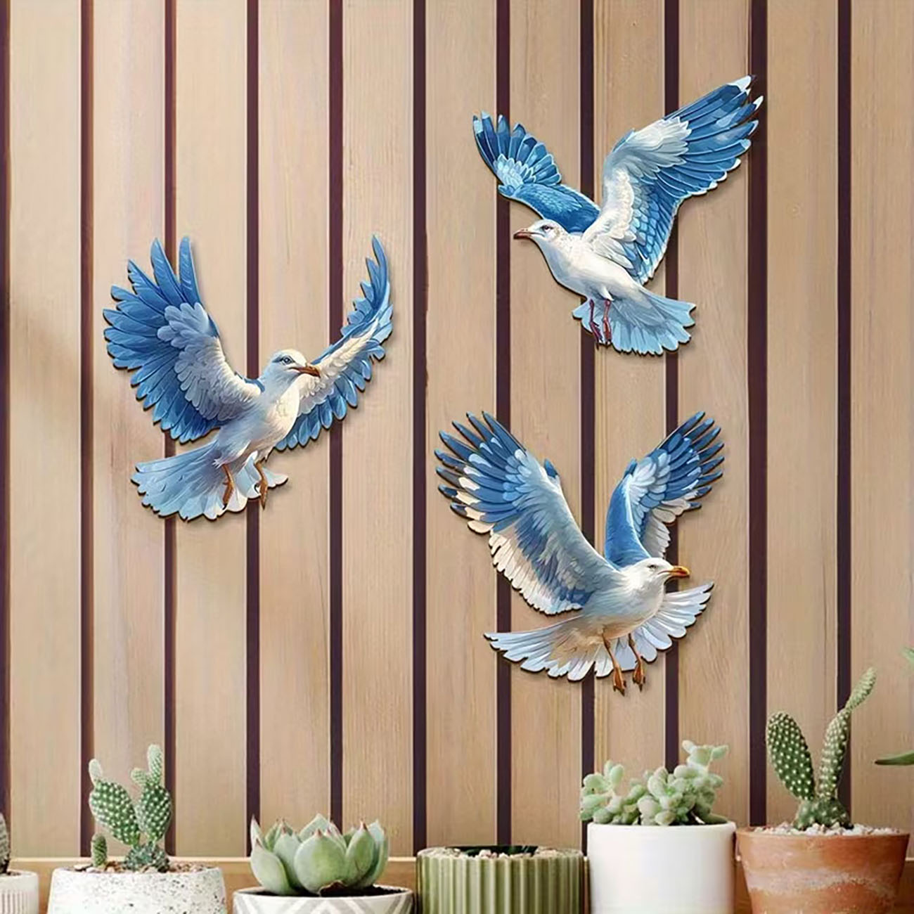 3 個の木製カモメ壁装飾航海スタイルカモメウォールアートバス - Home Decor Nautical のレビューと価格