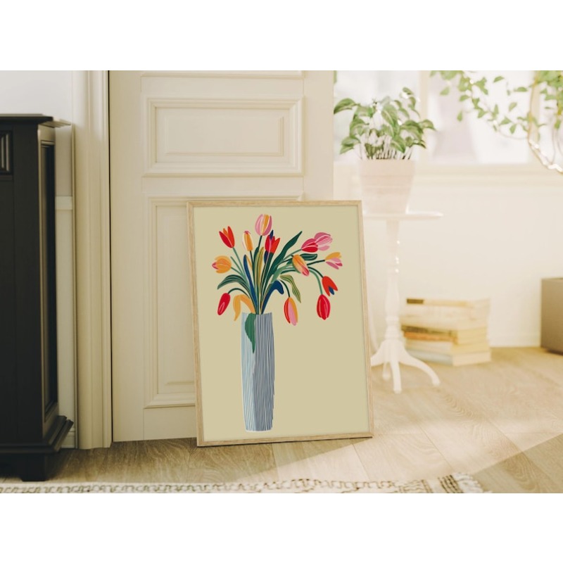 チューリップの花のキャンバスウォールアート2枚、フレームなし - Home Decor Tulip のレビューと価格