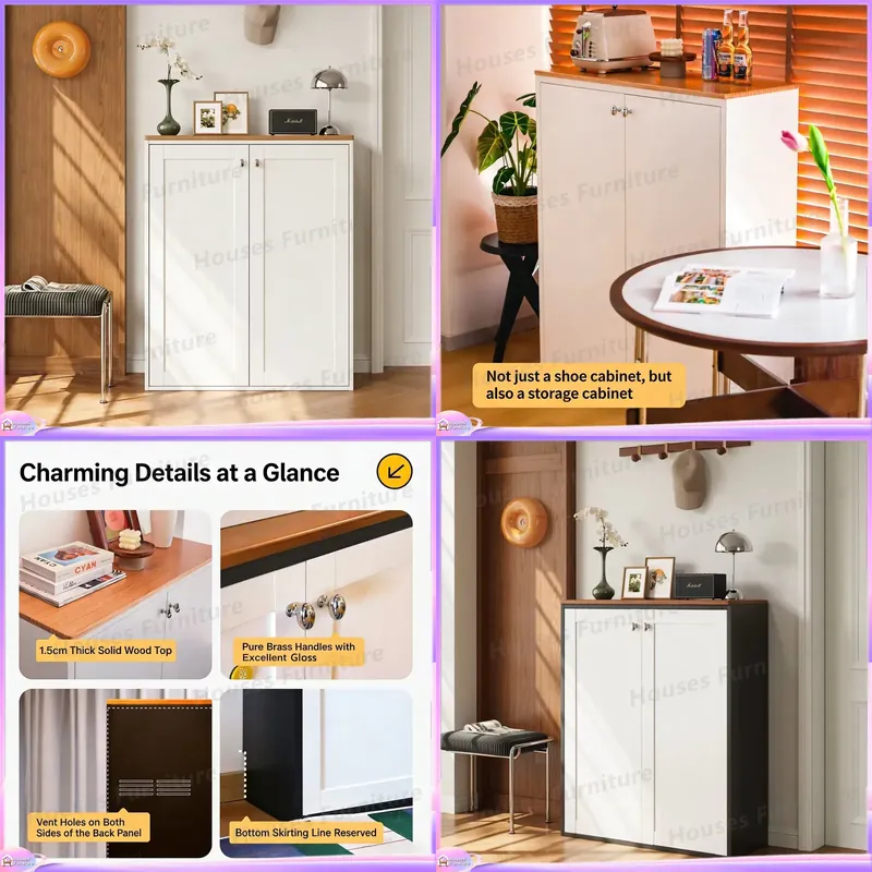 モダンな靴収納キャビネット、調節可能な棚付き、多機能玄関ホー - Home Decor Organizer のレビューと価格