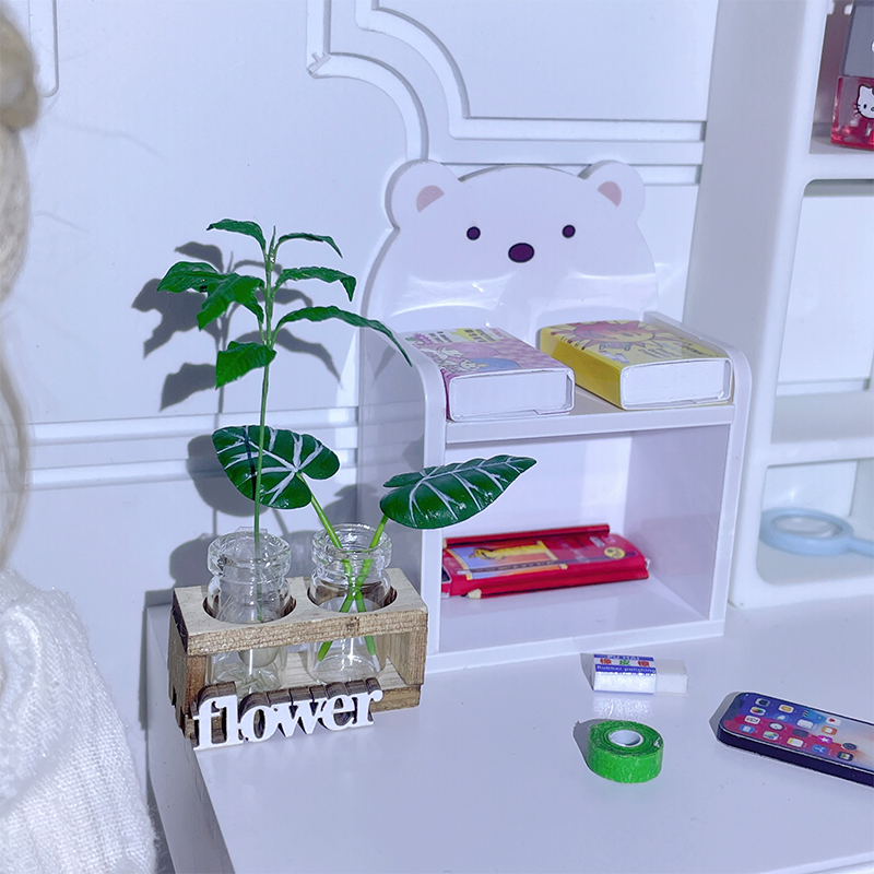 1 セット 1:12 ドールハウスミニチュア水耕栽培木製フラ - Home Decor Vase のレビューと価格