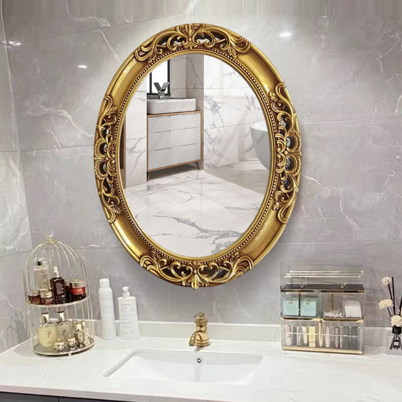 ヨーロッパ風オーバル型中空浴室鏡 家庭用壁掛け玄関装飾鏡 ト - Home Decor Mirror のレビューと価格