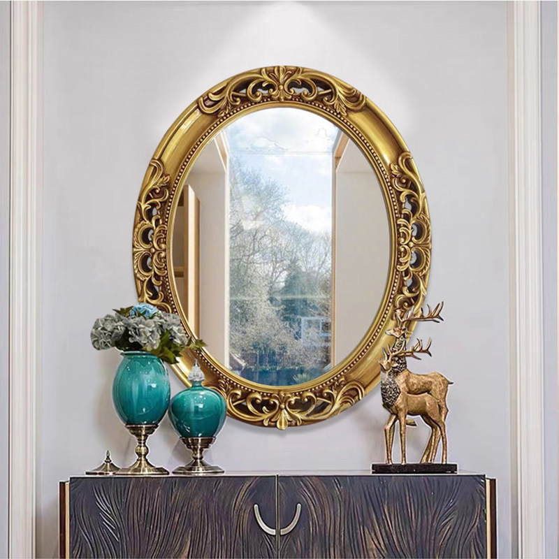 ヨーロッパ風オーバル型中空浴室鏡 家庭用壁掛け玄関装飾鏡 ト - Home Decor Mirror のレビューと価格