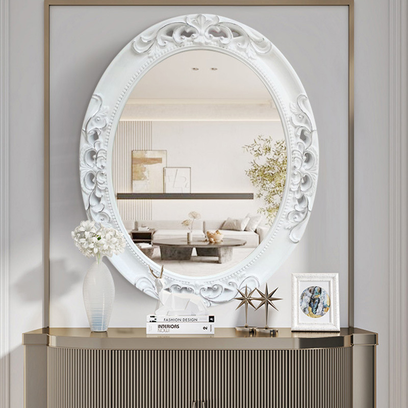 ヨーロッパ風オーバル型中空浴室鏡 家庭用壁掛け玄関装飾鏡 ト - Home Decor Mirror のレビューと価格