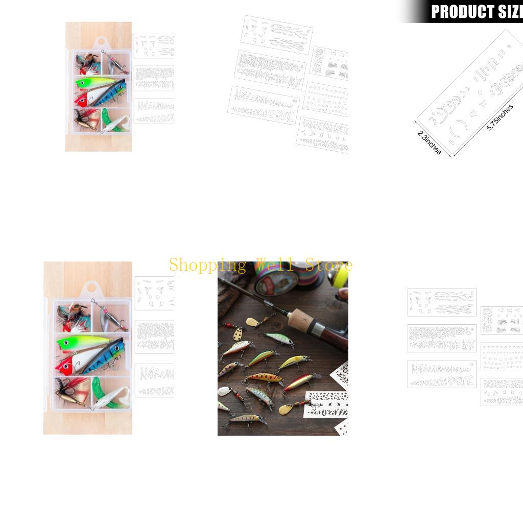 KX4B 6 個釣りルアー絵画テンプレートスケッチスクラップ - Home Decor Scrap のレビューと価格