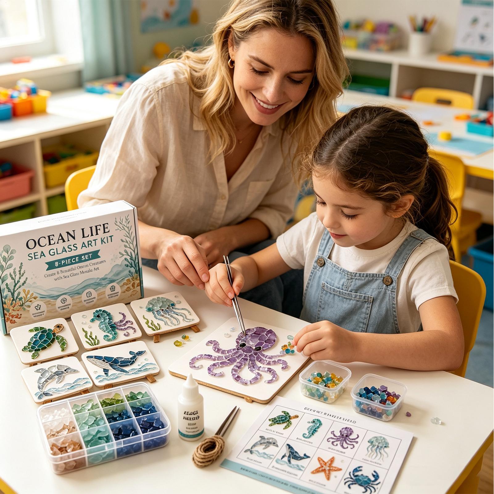 1個入り オーシャンライフ シーグラスモザイクアート DIY - Home Decor Nautical のレビューと価格