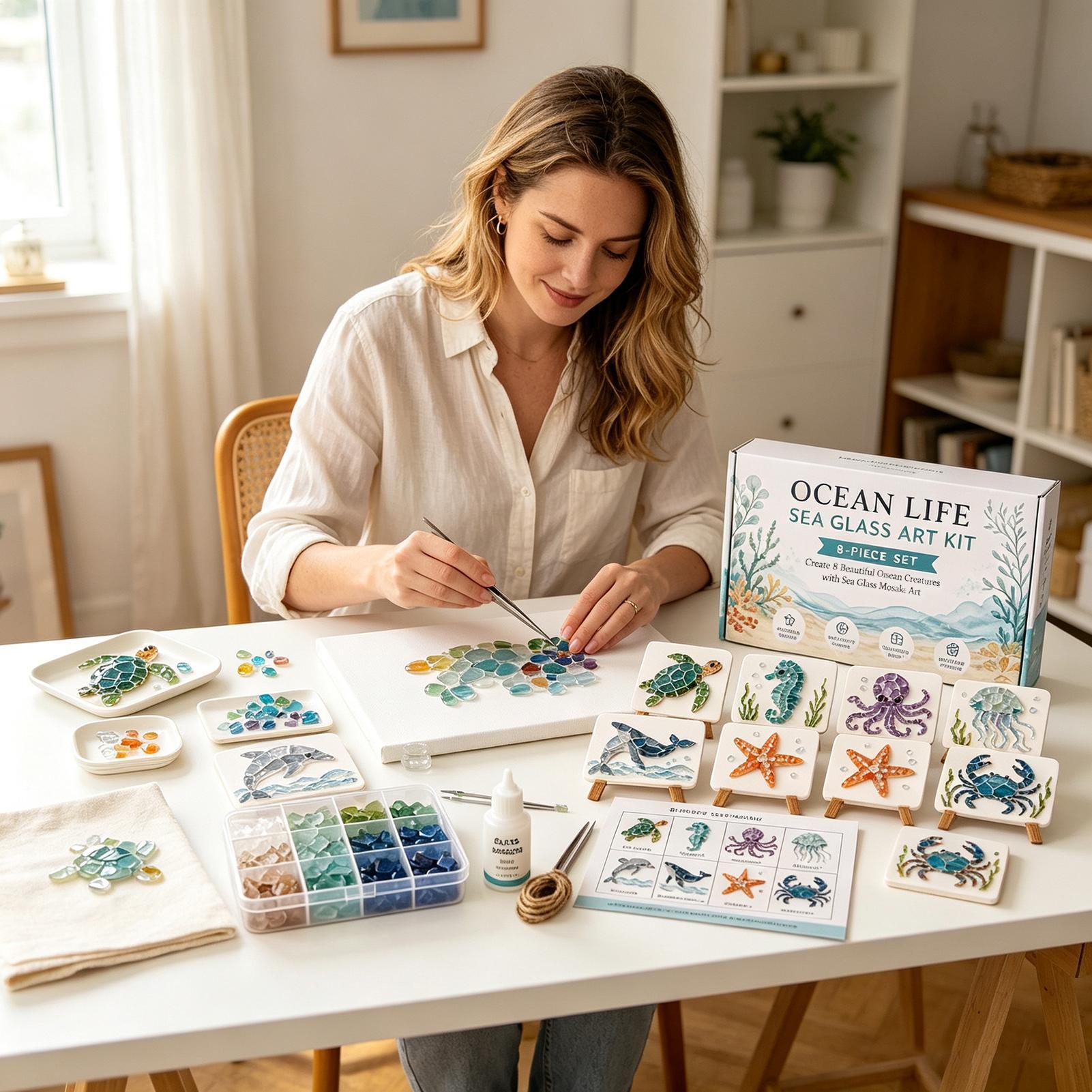1個入り オーシャンライフ シーグラスモザイクアート DIY - Home Decor Nautical のレビューと価格