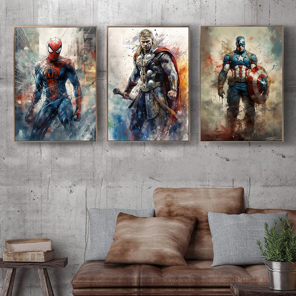 1pc フレームレスマーベル映画アベンジャーズ壁アートキャン - Home Decor Disney のレビューと価格
