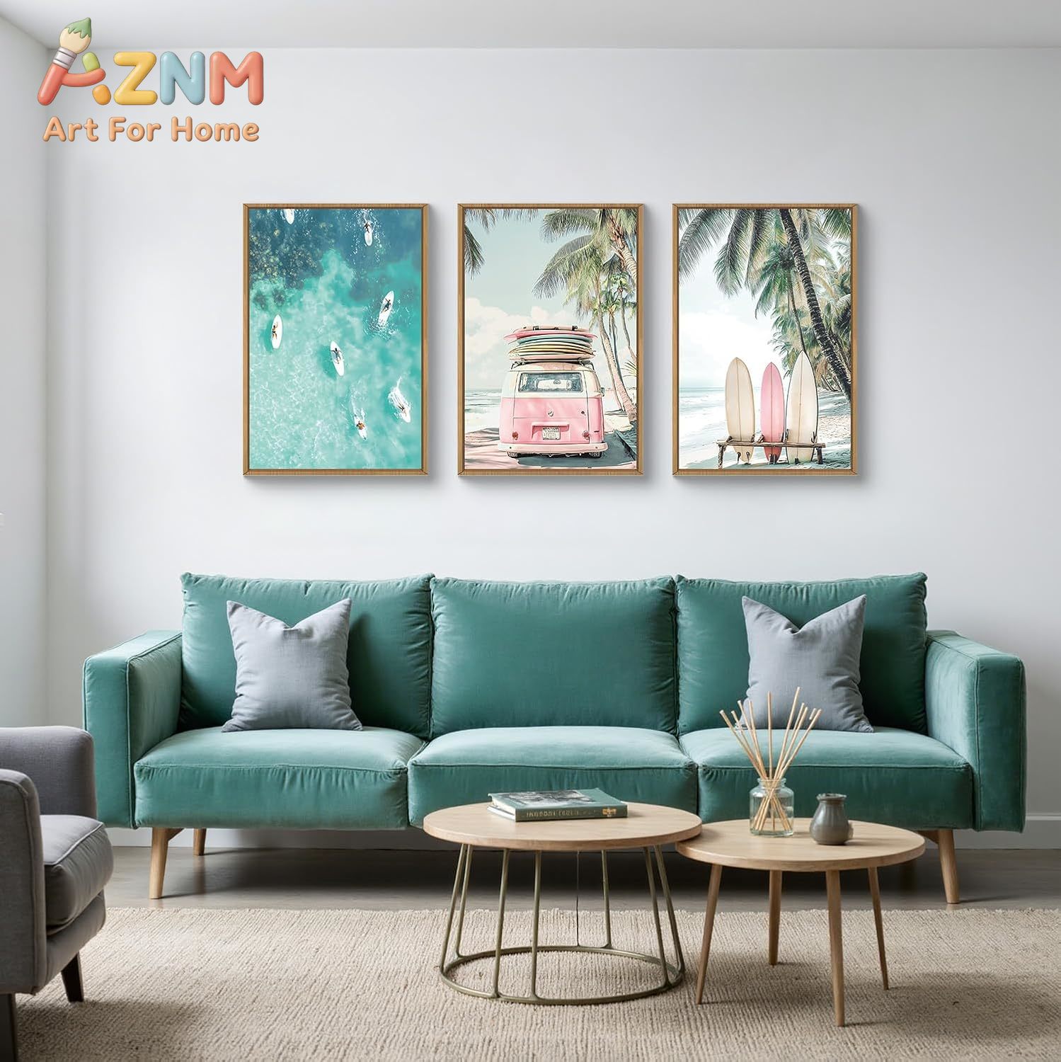 3ピース サマーサーフボード ビーチキャンバス ウォールアー - Home Decor Nautical のレビューと価格