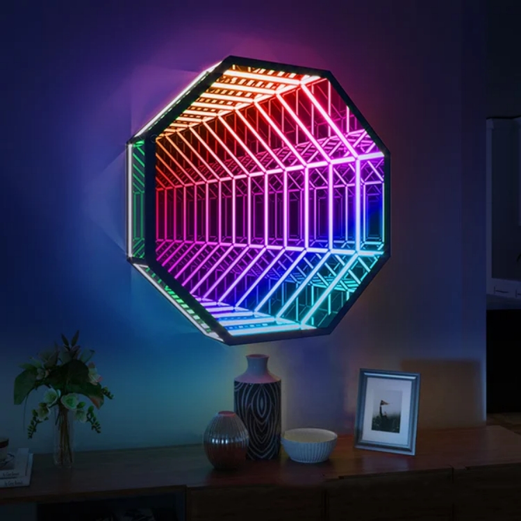 八角形3D無限鏡ライトトンネルミラー無限鏡LEDマジックライ - Home Decor Mirror のレビューと価格