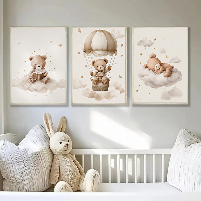 3枚セット ボヘミアン風 テディベア 動物 カスタム ベビー - Home Decor Kit のレビューと価格