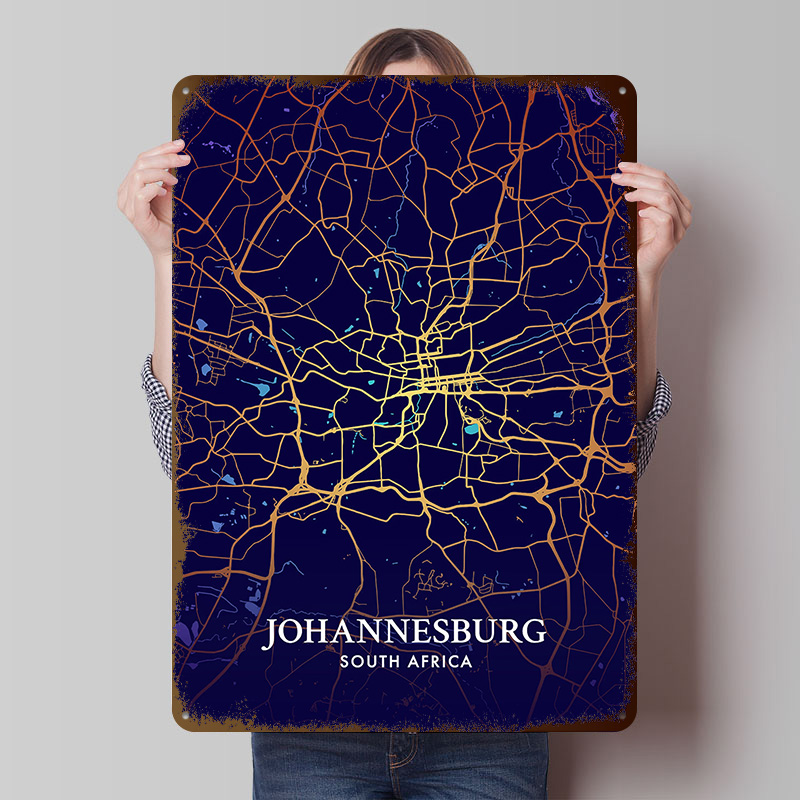 ヨハネスブルグ市内地図ポスターカスタマイズされたヴィンテージ - Home Decor Johannesburg のレビューと価格