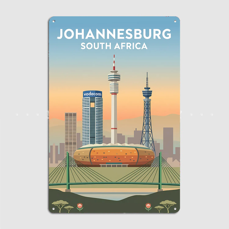 ヨハネスブルグ南アフリカ旅行風景ポスターレトロガレージクラブ - Home Decor Johannesburg のレビューと価格