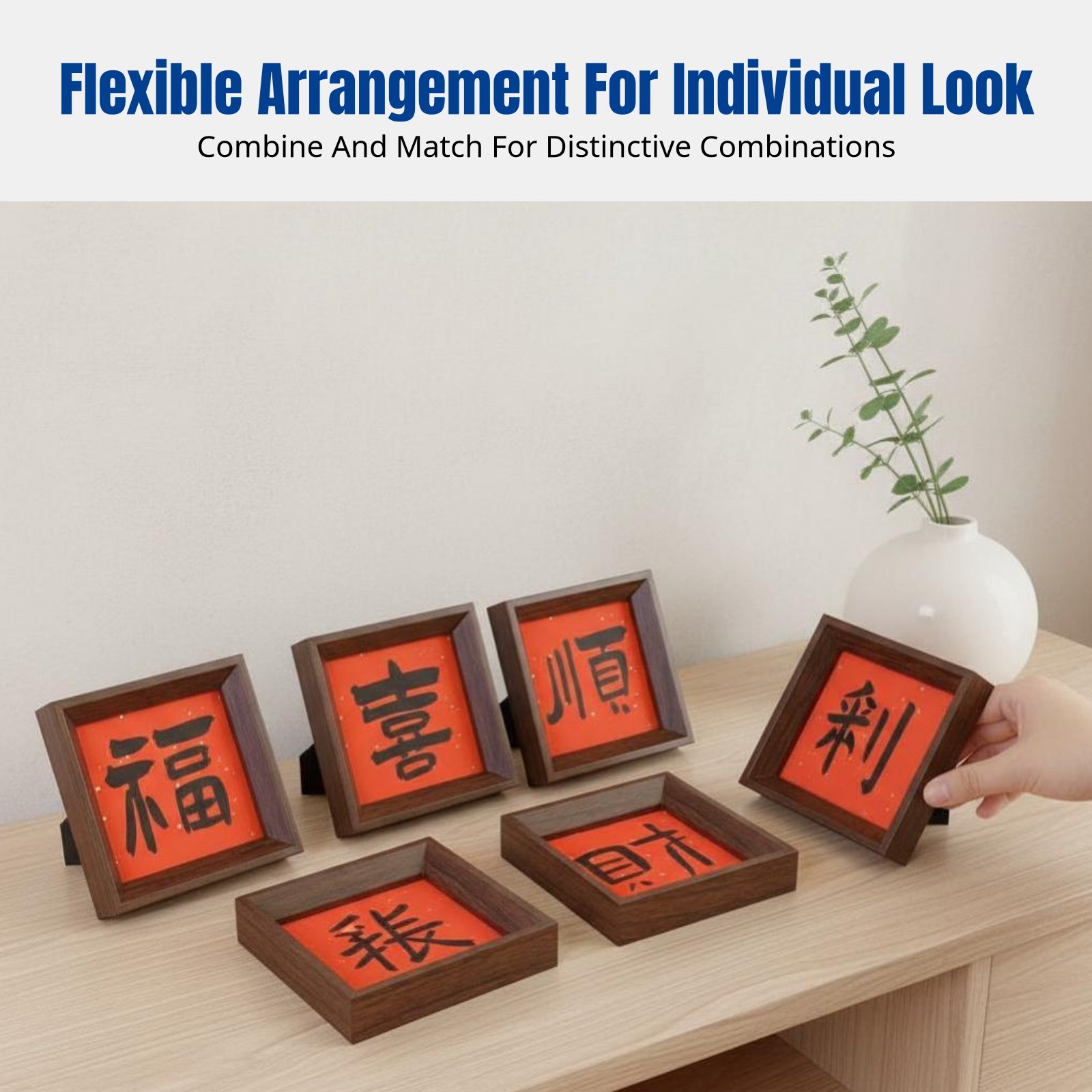 新しい中国風書道フレームアート、お祝いの卓上装飾、祝福文字、 - Home Decor Mirror のレビューと価格